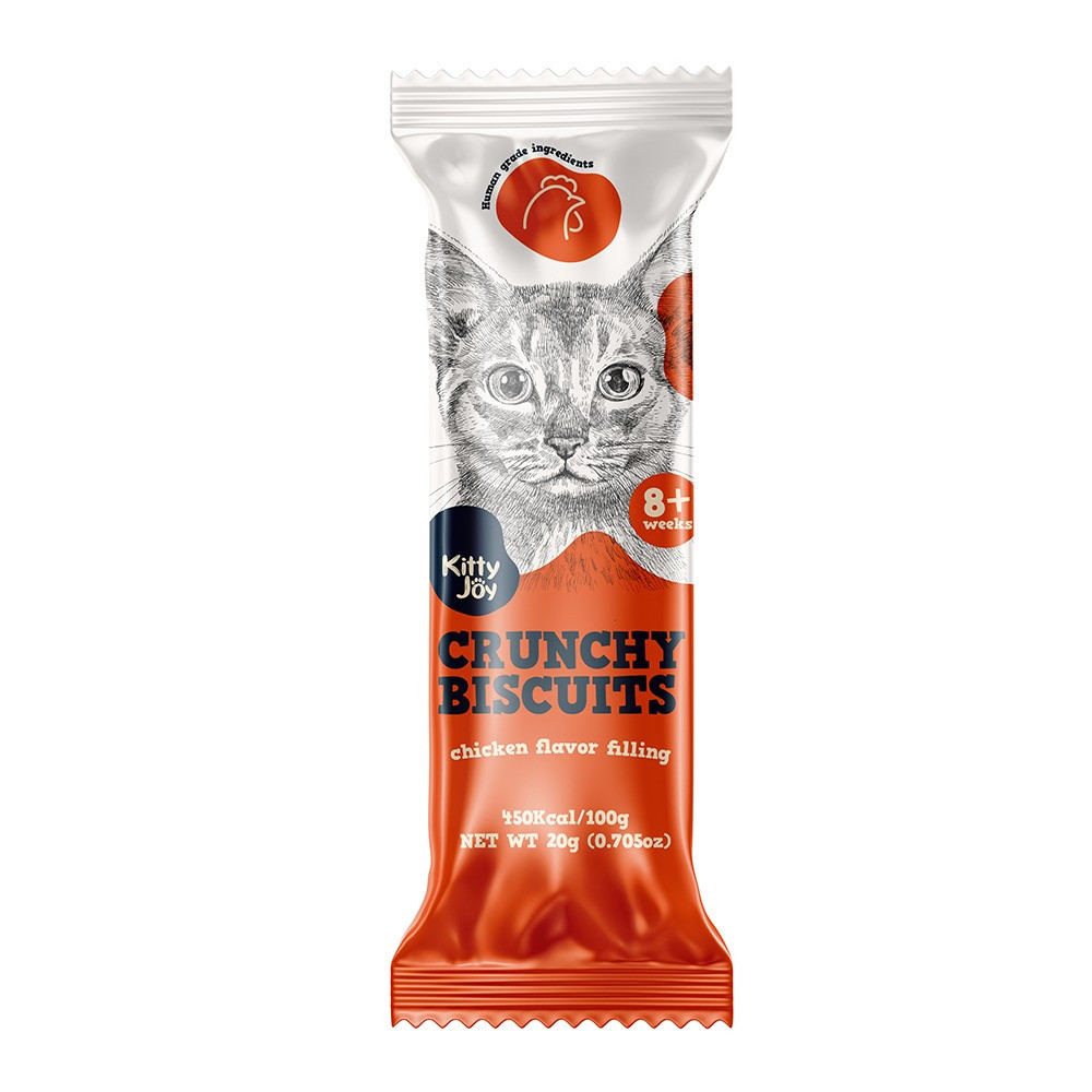 Kitty Joy Crunchy Biscuits with Chicken Flavor Filling Cat Treats, 20g