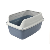 Georplast Colosseo High Edge Cat Litter Tray, 56 x 40 x 30cm, Grey/White