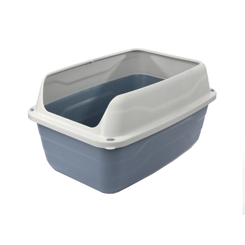 Georplast Colosseo High Edge Cat Litter Tray, 56 x 40 x 30cm, Grey/White