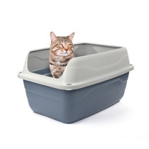 Georplast Colosseo High Edge Cat Litter Tray, 56 x 40 x 30cm, Grey/White