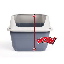Georplast Colosseo High Edge Cat Litter Tray, 56 x 40 x 30cm, Grey/White