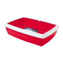 Georplast Jumbo Cat Litter Tray Easy To Clean, 54 x 40 x 14cm, Red