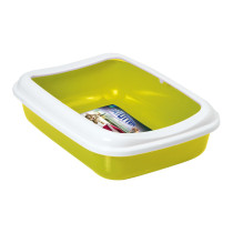 Georplast Junior Cat Litter Tray, 38 x 28 x 10.5cm, Lime Yellow