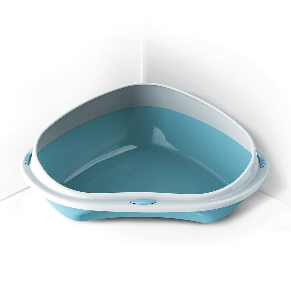 Georplast Shuttle Corner 49cm Cat Litter Tray, 49 x 40 x 17.5h, Blue