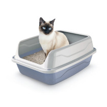 Georplast Sonic High Edge Cat Litter Tray, Medium (44.5 x 34 x 18.5cm), Grey