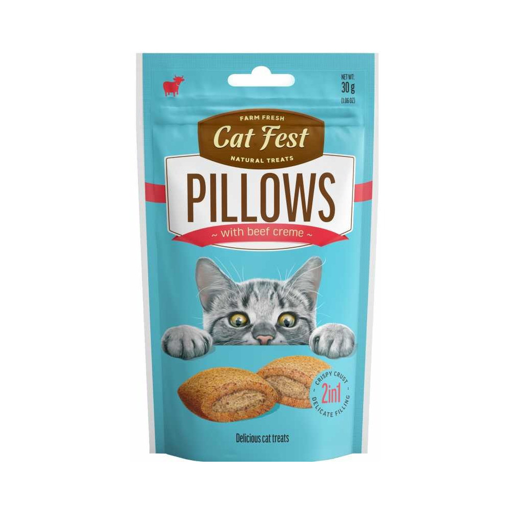 Cat Fest Farm Fresh Natural Pillows With Beef Cream Delicious Cat Treats, 30 Gram