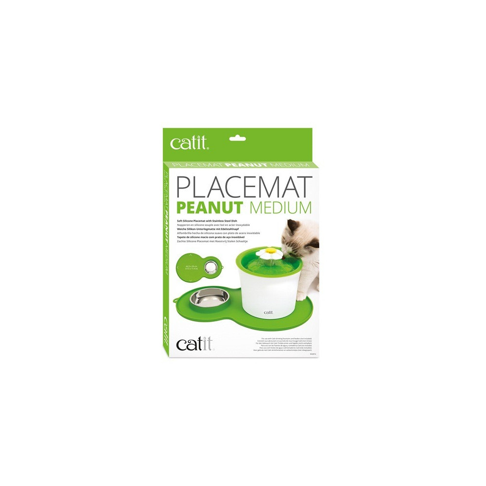 Catit Peanut Shape Placemat For Cats, Medium Size, Green