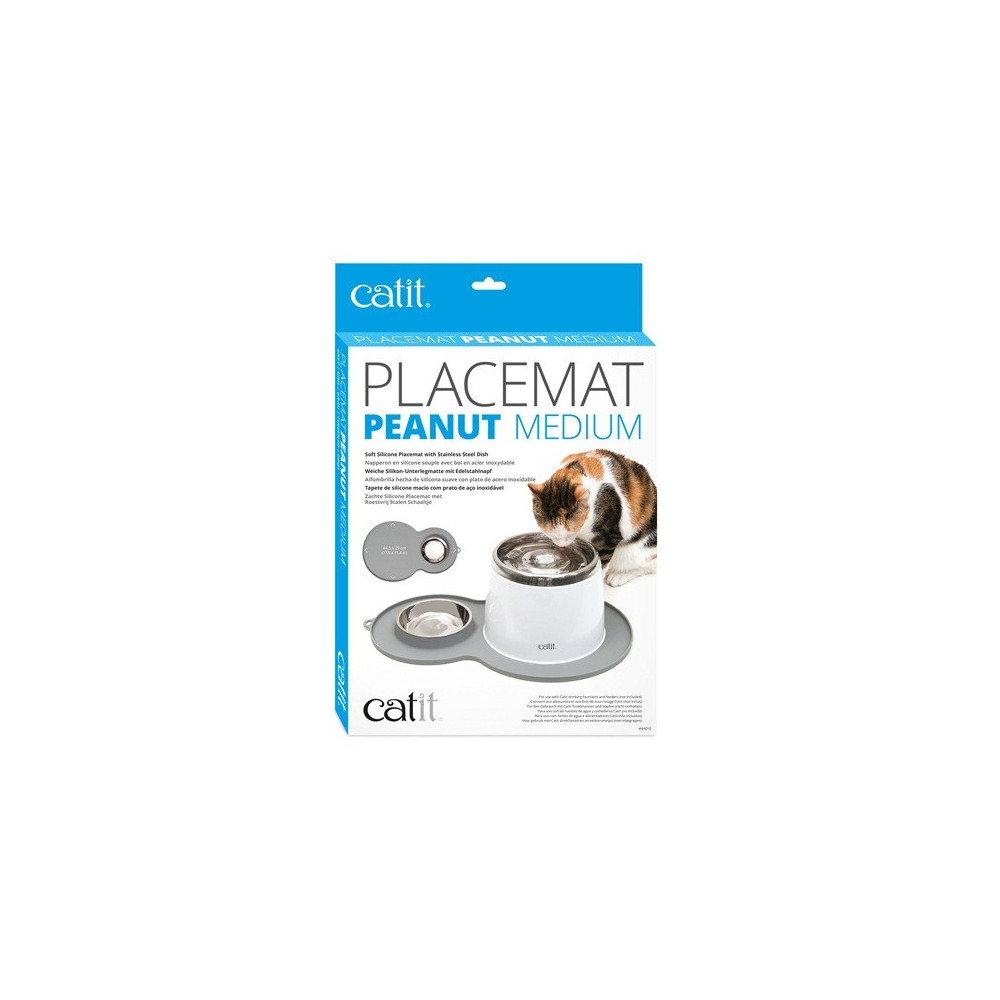Catit Peanut Shape Placemat For Cats, Medium Size, Grey