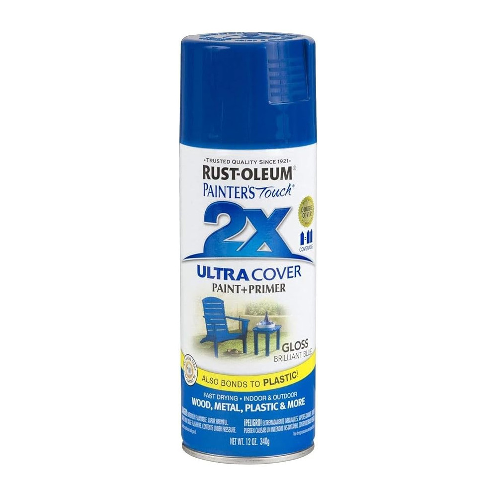 Rust Oleum Painters Touch 2 X Ultra Cover Paint Plus Primer, Gloss Brilliant Blue