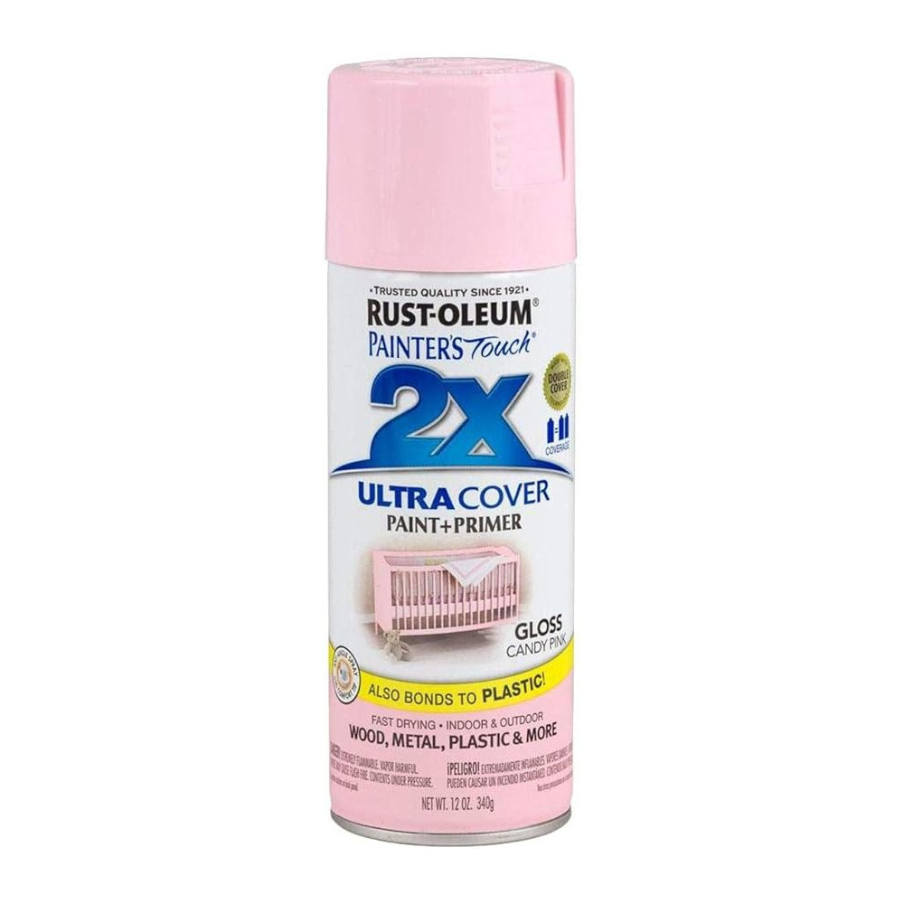 Rust Oleum Painters Touch 2 X Ultra Cover Paint Plus Primer, Gloss Candy Pink