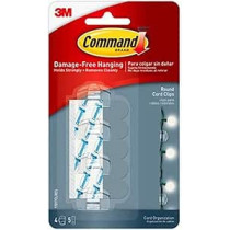 Command Plastic Round Wire Clips Clear Strips, Pack Of 4