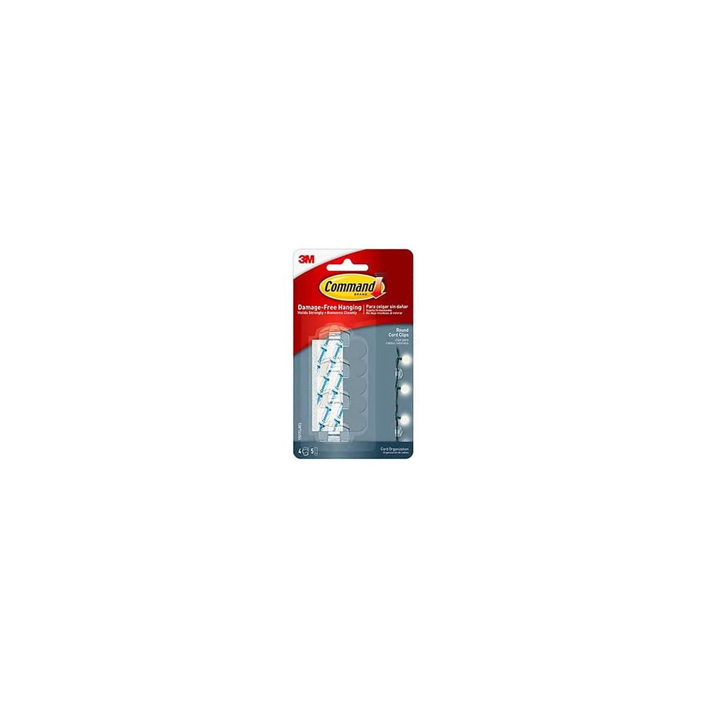 Command Plastic Round Wire Clips Clear Strips, Pack Of 4