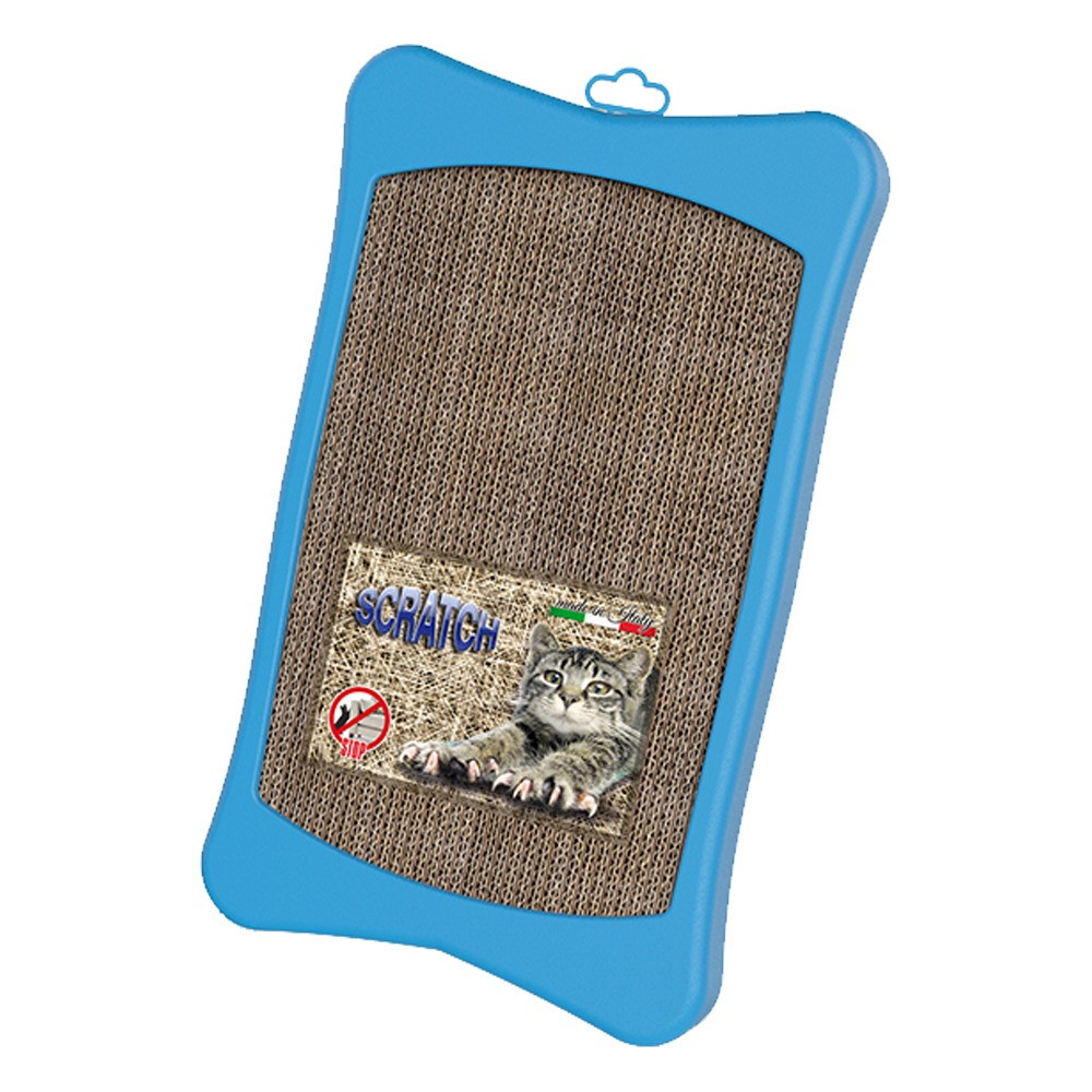 Georplast Bill Cat Cardboard Scratcher With Plastic Rim, 43 x 26 x 3cm, Blue