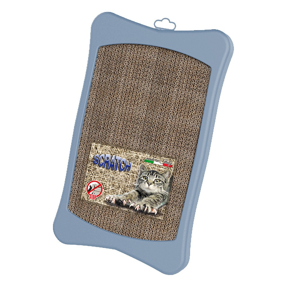 Georplast Bill Cat Cardboard Scratcher With Plastic Rim, 43 x 26 x 3cm, Light Blue