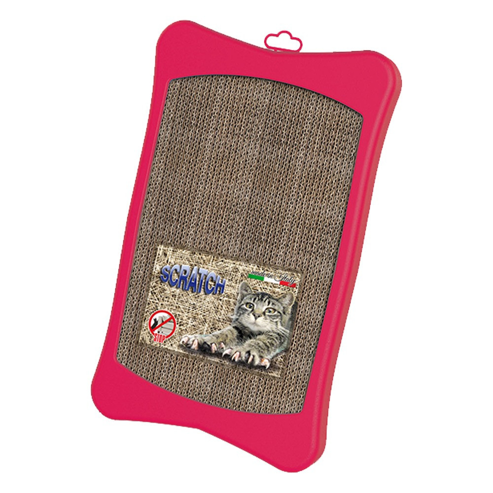 Georplast Bill Cat Cardboard Scratcher With Plastic Rim, 43 x 26 x 3cm, Red