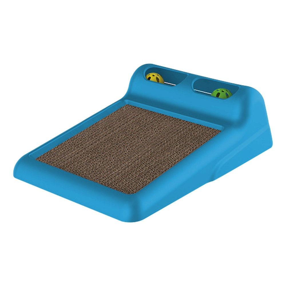 Georplast Flipper Cat Toy With 2 Balls With Scratcher, Blue