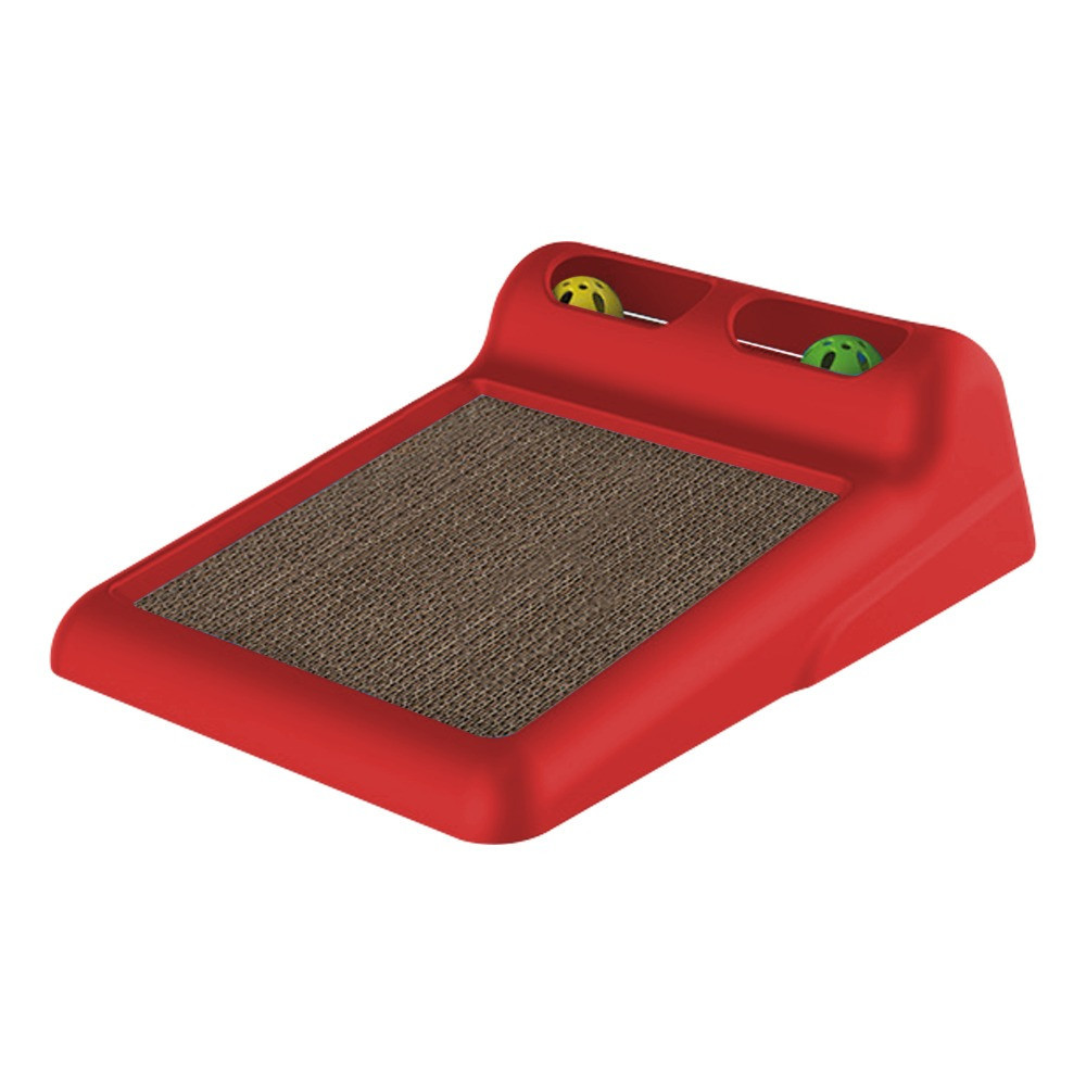Georplast Flipper Cat Toy With 2 Balls With Scratcher, Red