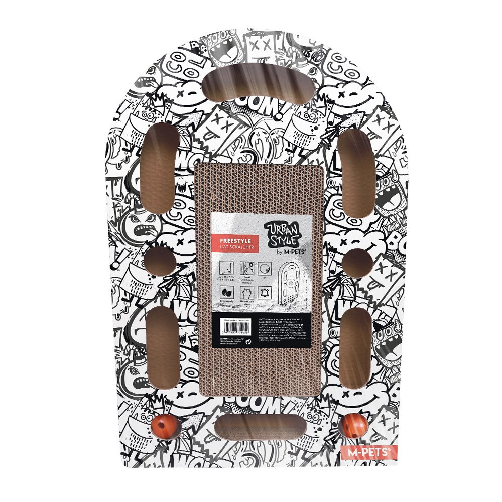 M-Pets Freestyle Cat Cardboard Scratcher, Black And White (50 x 30 – 6 cm)