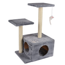 M-Pets Cat House Scratcher Tree Ranak, L43 x W33 x H70cm, Grey/Light Brown
