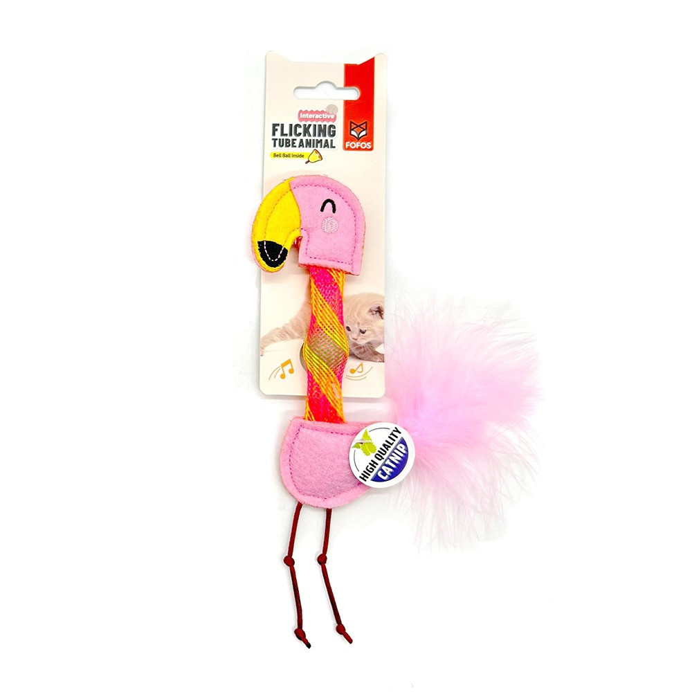 FOFOS Flick Tube Flamingo Cat Toy US Grade Catnip And Bell Inside, Cat Toys and Kitten Toys, Pink