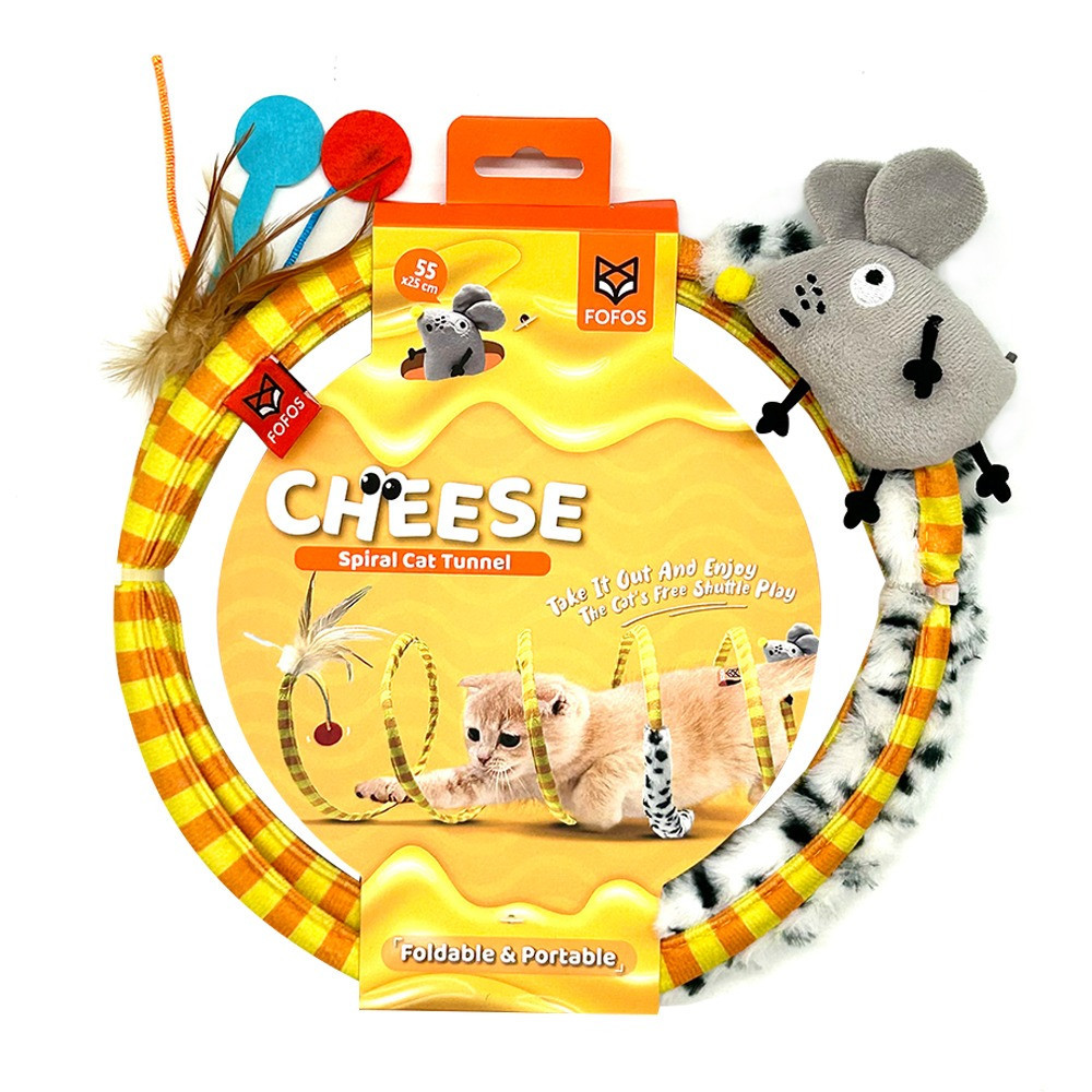 FOFOS Safari Spiral Tunnel Cat Toy For Big Cats And Kittens, Yellow