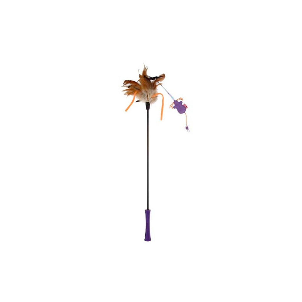 Gigwi Natural Feather Teaser Wand For Cats, Purple