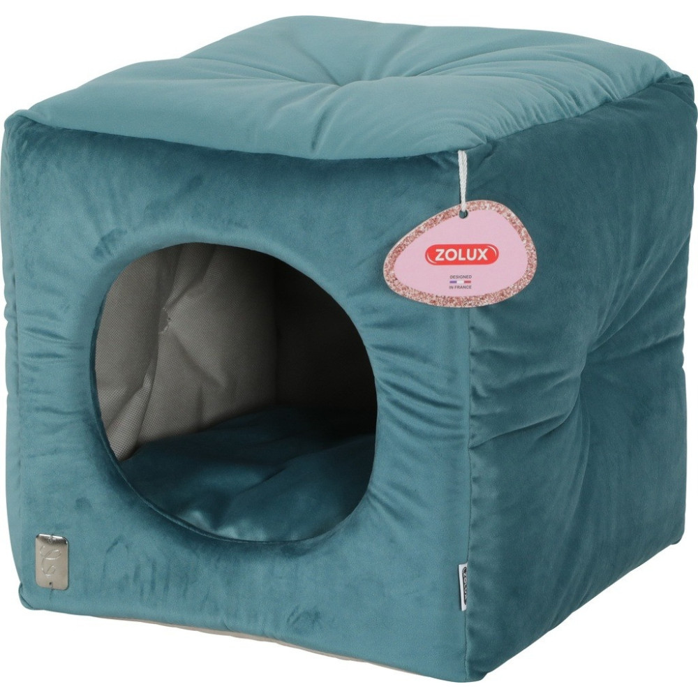 Zolux Cat Chambord Chesterfield Cube Bed, Peacock Green, 35 Cm