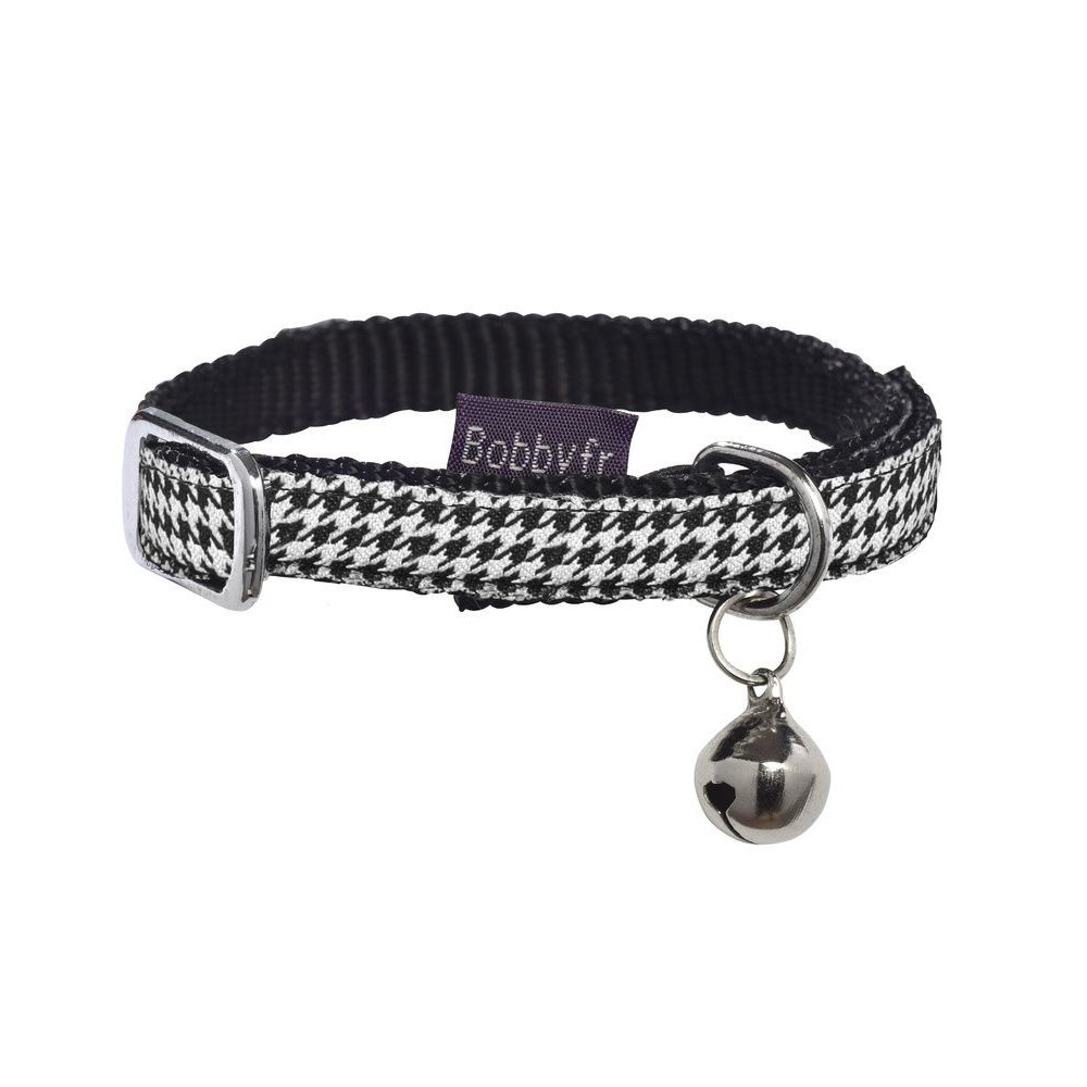 Bobby Nylon Material Chic Cat Collar, Black, Size 30 Cm