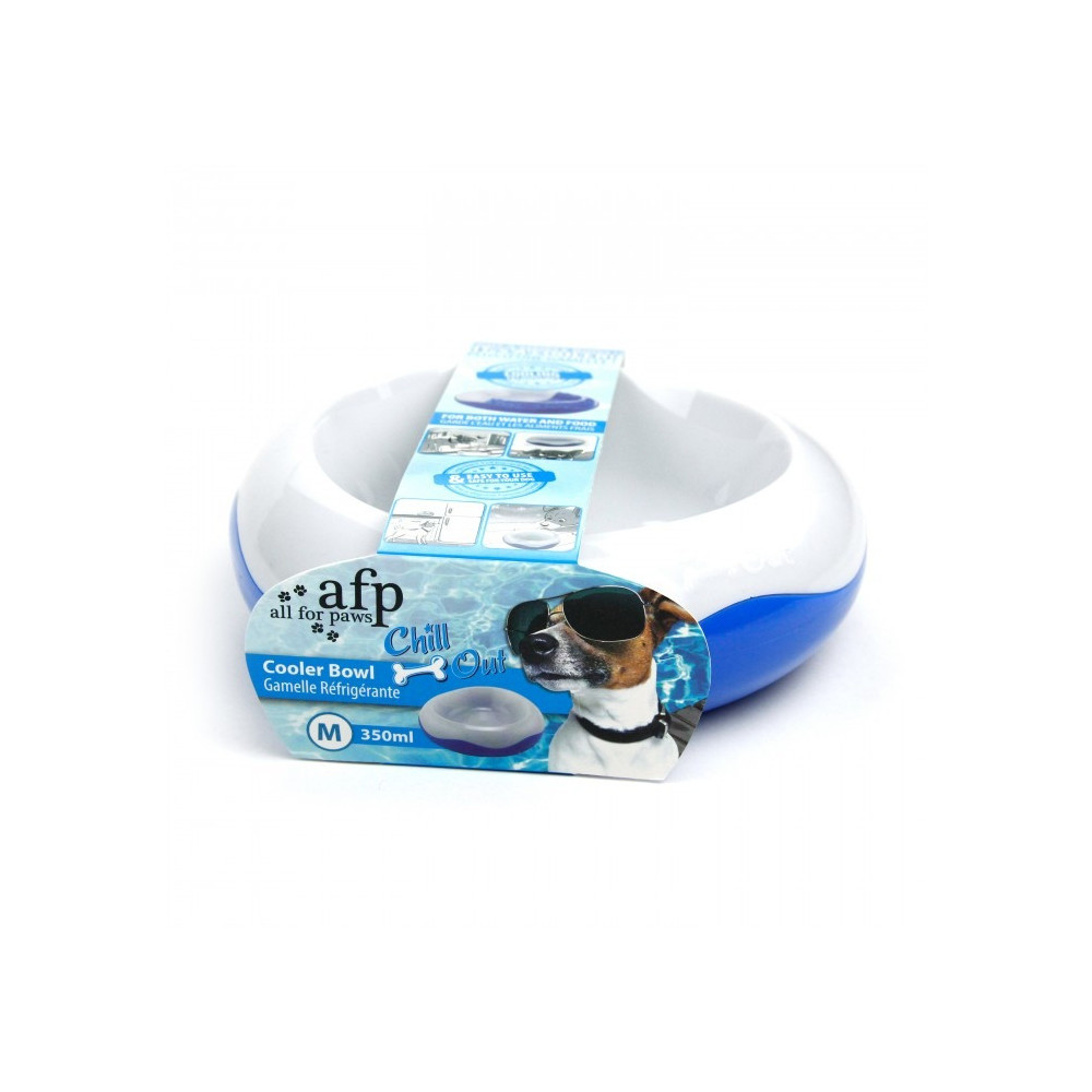 All For Paws Chill Out Cooler Food Bowl, Medium, White/Blue, 350 ml