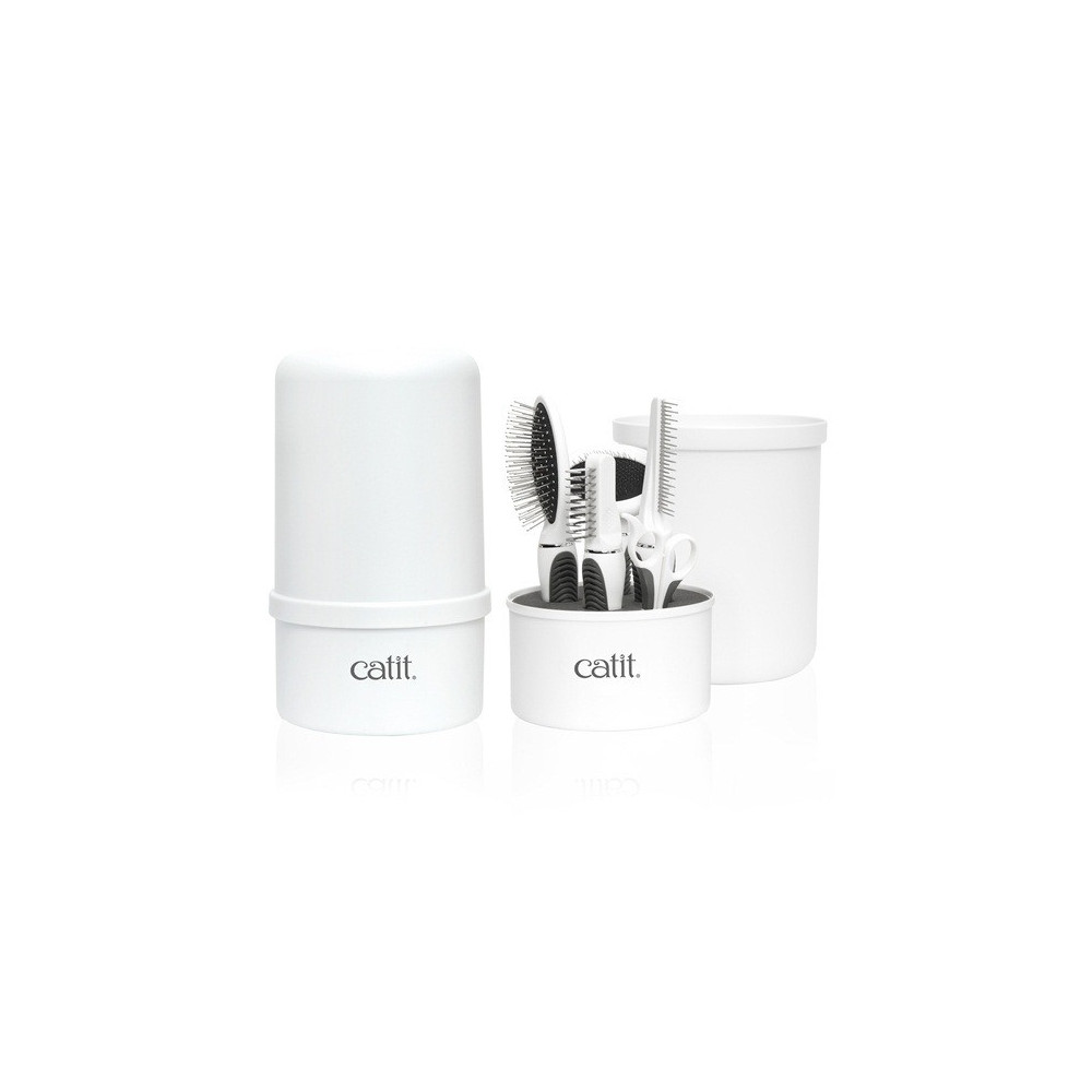 Catit Longhair Grooming Kit For Cat, Canister Includes 5 Tools