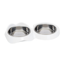 Catit Pixi Double Feeding Dish, Whisker Stress Free Food And Water Cat Bowl, White