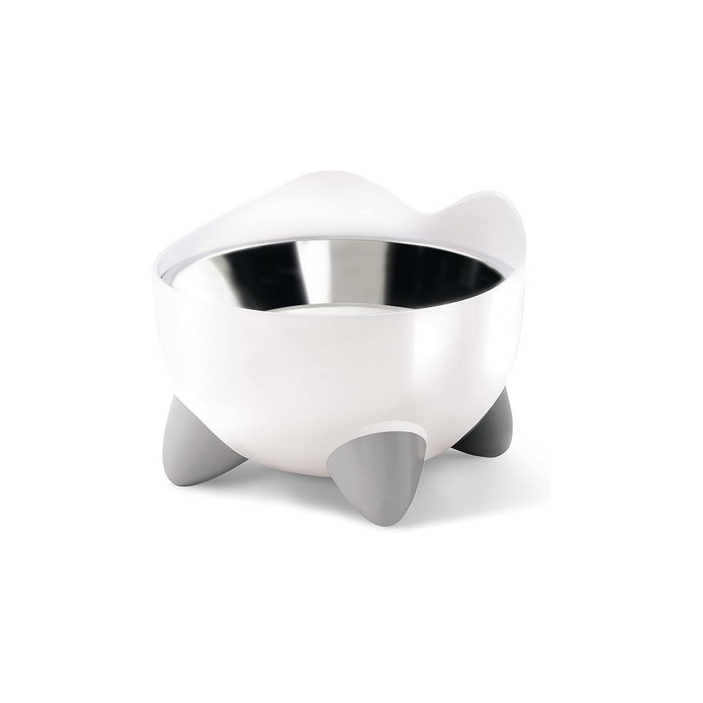 Catit Pixi Elevated Feeding Dish, Whisker Stress Free Food And Water Cat Bowl, White