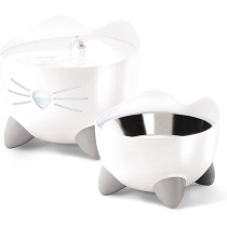 Catit Pixi Elevated Feeding Dish, Whisker Stress Free Food And Water Cat Bowl, White