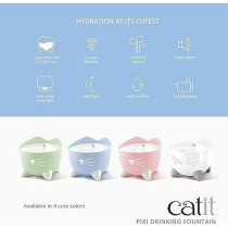 Catit Pixi Cat Drinking Fountain, Running Water Fountain, 2.5 L, Light Pink