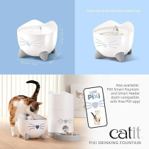 Catit Pixi Cat Drinking Fountain, Running Water Fountain, 2.5 L, Mint Green