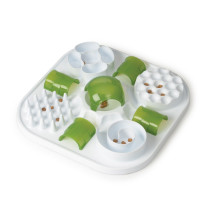 Catit Play Treat Puzzle Slow Feeder For Cat, White And Green
