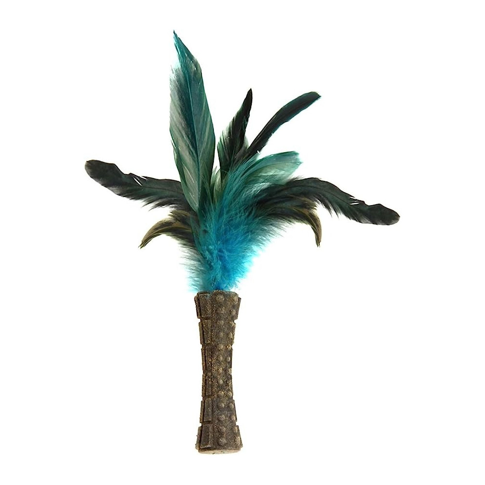 Gigwi Catnip Johnny Sticks With Natural Feather, Brown/Blue