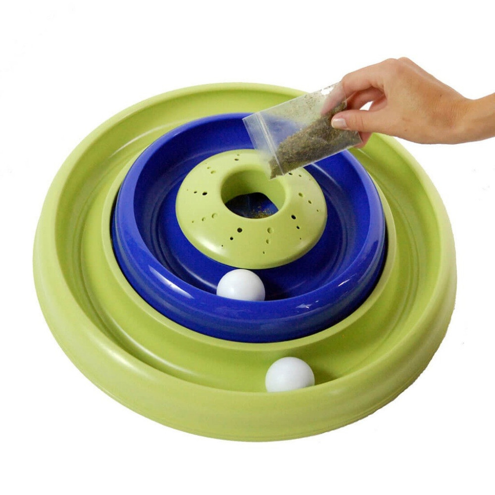 Bergan Catnip Hurricane Cat Toy, 15L x 17W x 17H, Green/Blue