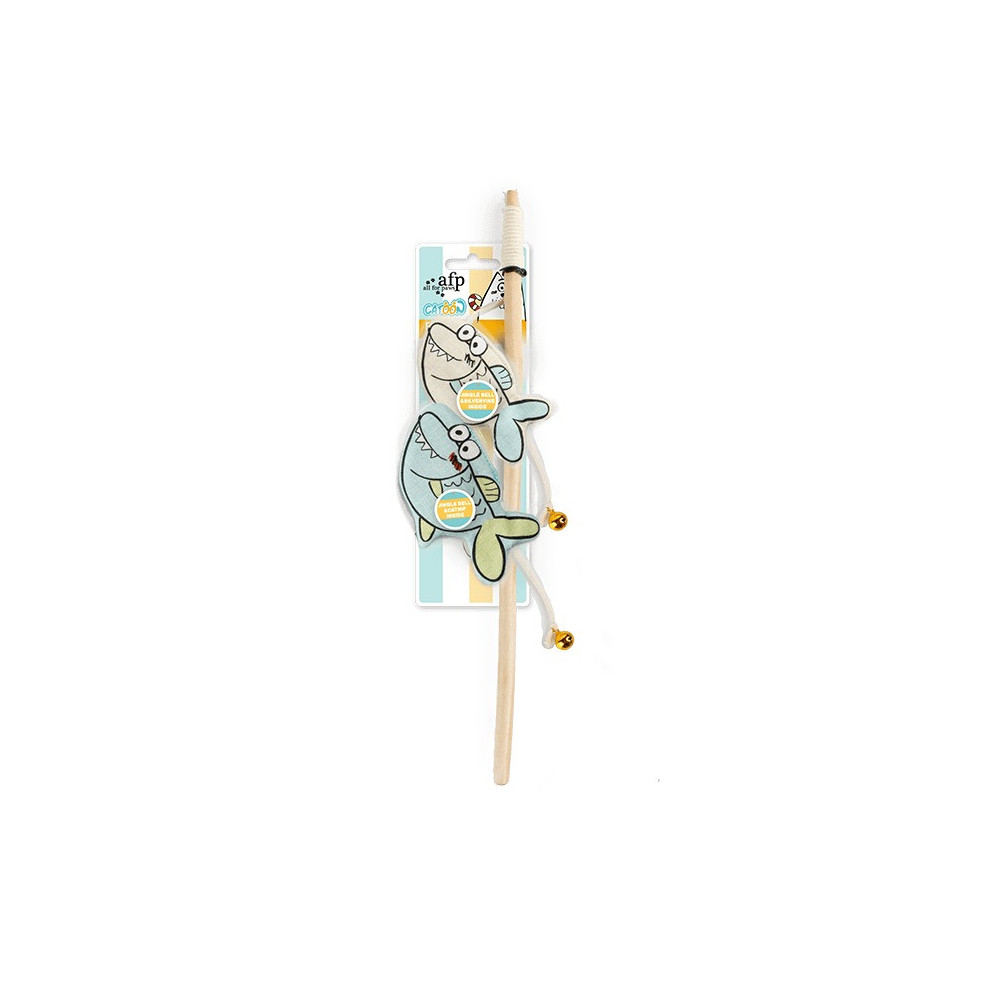 All For Paws Catoon, Fishes Wand Toy For Cat, Multicolour