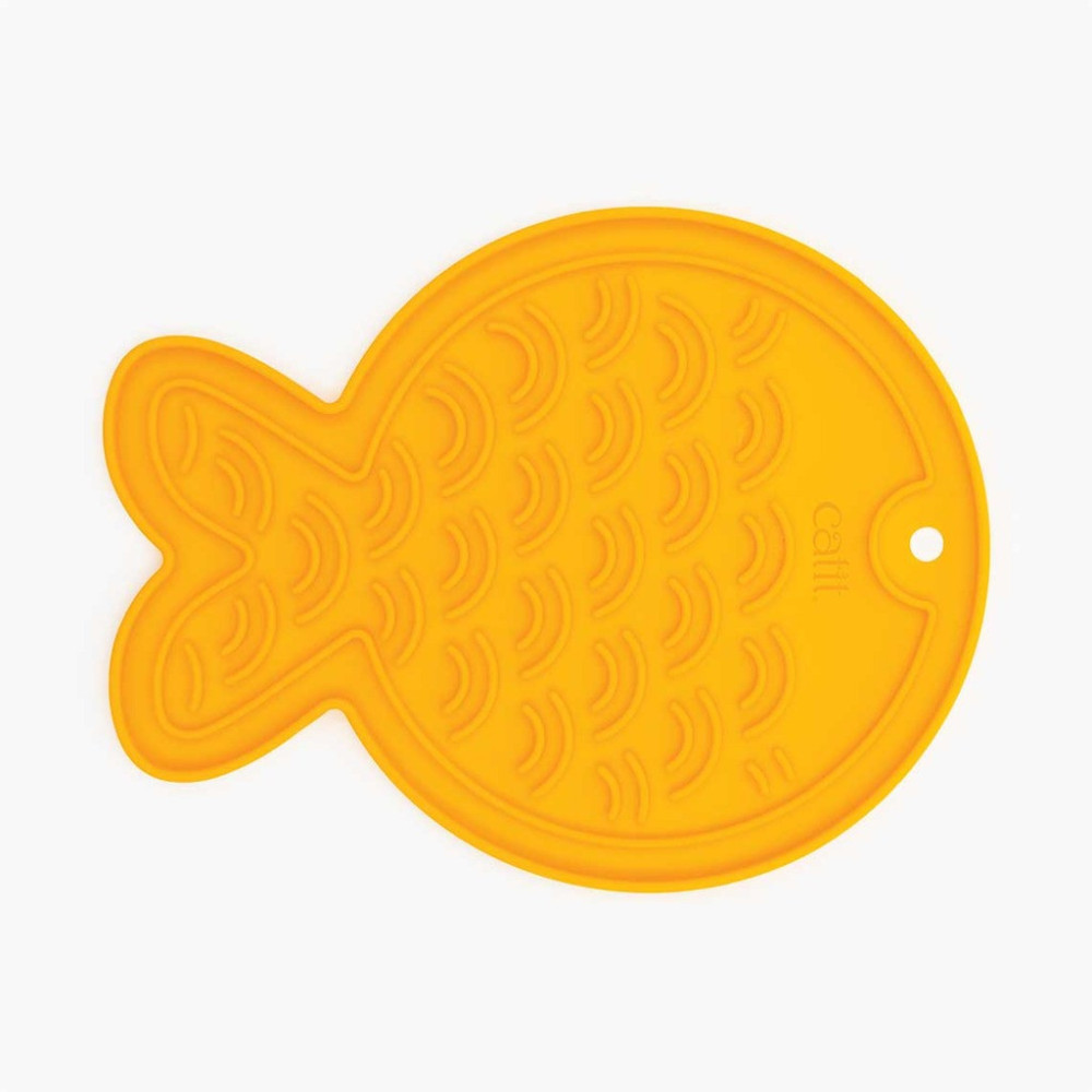 Catit Creamy Lickable Cat Treat Feeding Mat, 20 x 15.5 x 1Cm, Yellow