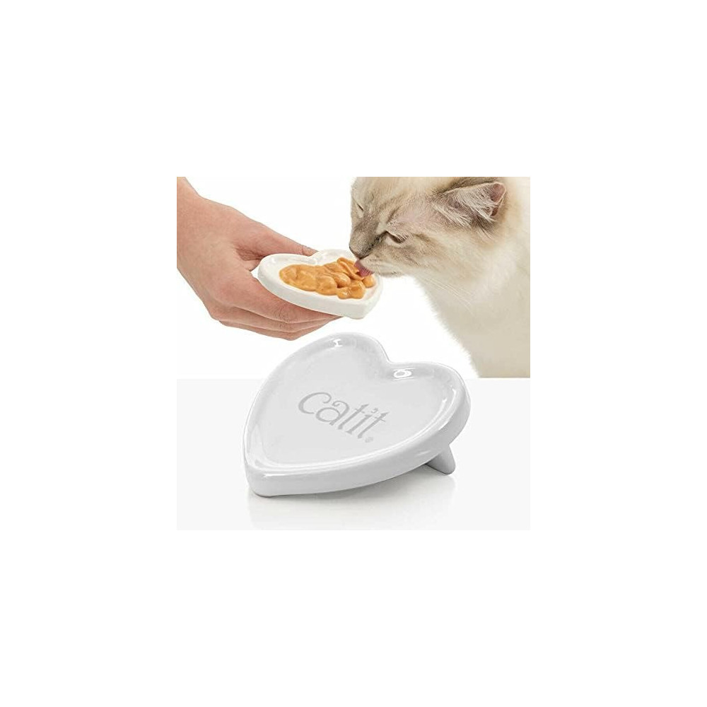 Catit Food Supplies Heart Creamy Plate, White