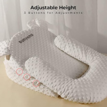 Sunveno Portable Baby Anti-spill Milk U Shape Pillow With 10 and 15 Degree Slope pad For 0-2 Years, Unisex (SN_US1015DP_WH)