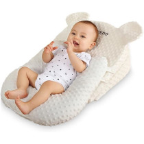 Sunveno Portable Baby Anti-spill Milk U Shape Pillow With 10 and 15 Degree Slope pad For 0-2 Years, Unisex (SN_US1015DP_WH)