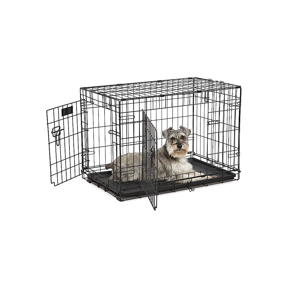 Midwest Crate Life Stages Double Door Dog Crate, Black, 30 Inches