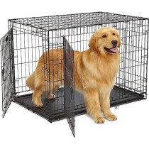 Midwest Crate Life Stages Double Door Dog Crate, Black, 42 Inches