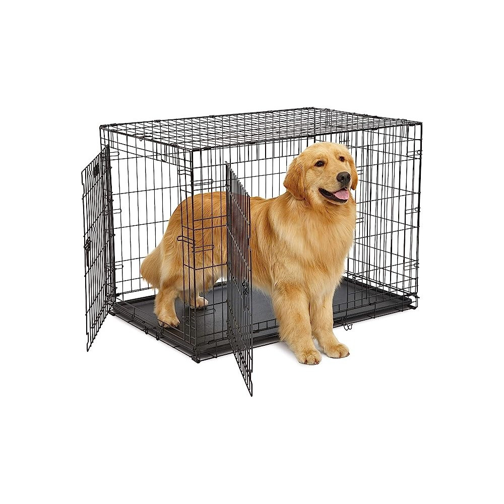 Midwest Crate Life Stages Double Door Dog Crate, Black, 42 Inches