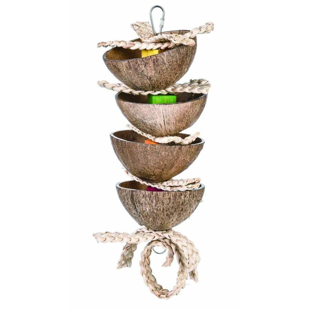 Coollapet Coconut Kabob Toy For Birds, Multicolour