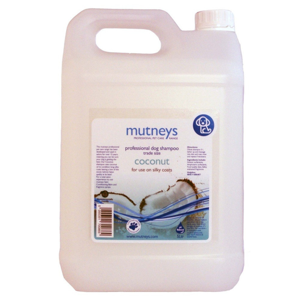 Mutneys Professional Pet Care Coconut Dog Shampoo, 5 Litre