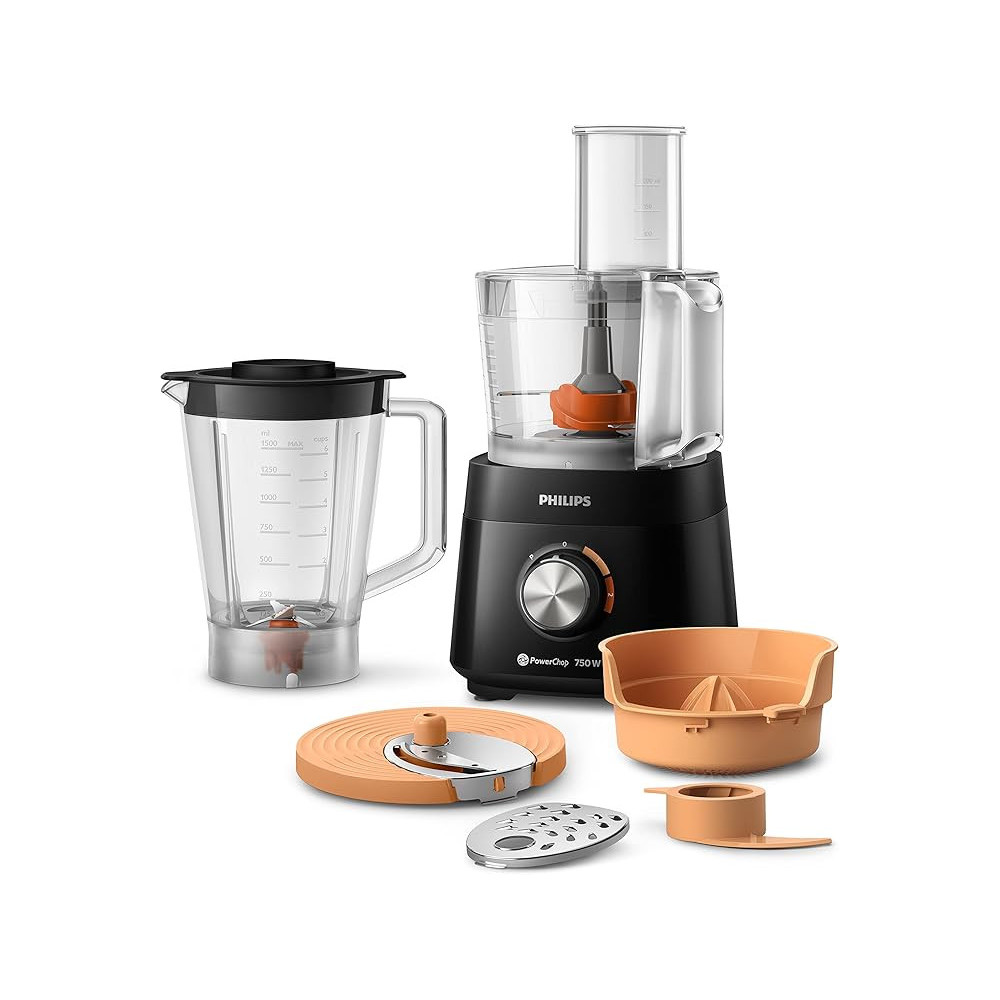 Philips Daily Collection 5000 Series Compact Food Processor 750w, Black, HR7302/90