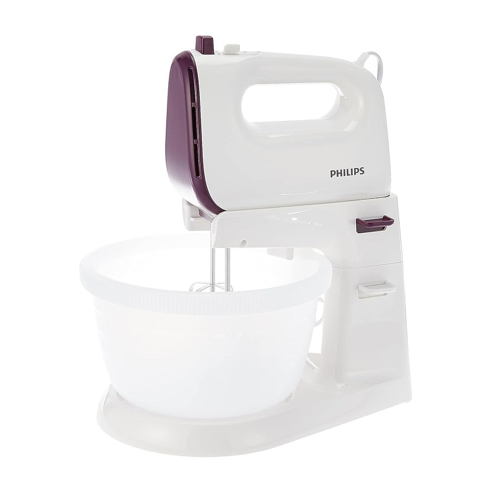 Philips Double Balloon Beater With Kneading Tool 400W, White/Purple, HR3745/11